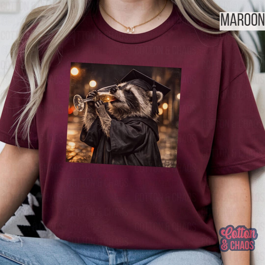 Senior Racoon Feral Raccoon Graduation Shirt | Class of 2026 Funny Graduation Shirt ...