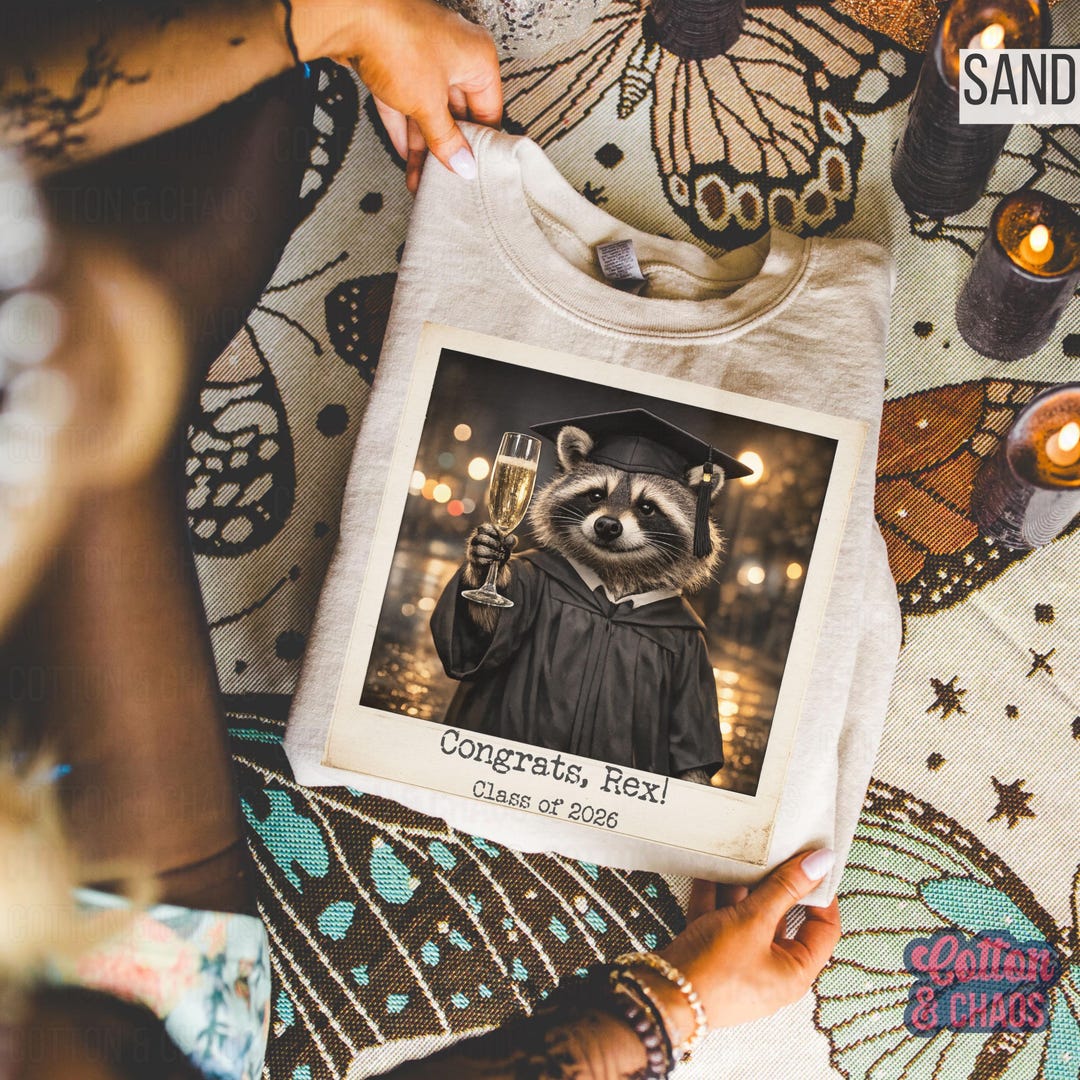 Senior Racoon Personalized 2026 Graduation Crewneck | Class of 2026 Raccoon ...