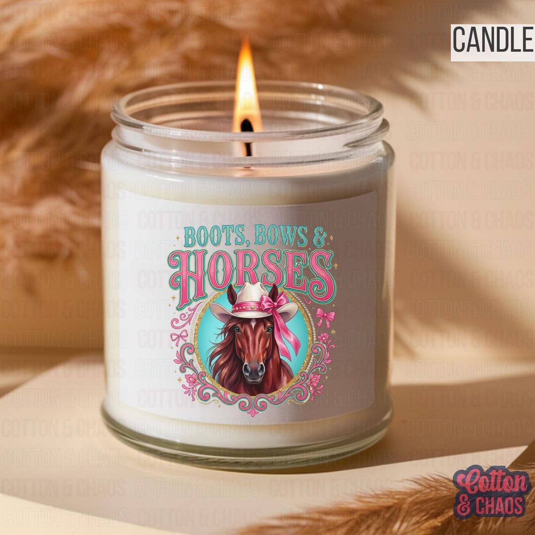 Boots, Bows & Horses Horse Girl Soy Candle 9oz | Coquette Pink Ribbon ...