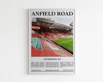 Anfield Stadium Print: Liverpool Football Poster, Minimalist Art