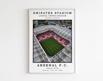 Emirates Stadium Print: Arsenal Football Poster, Minimalist Art
