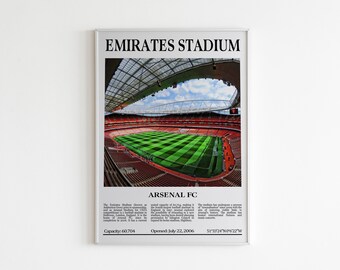 Emirates Stadium Print: Arsenal Football Poster, Minimalist Art