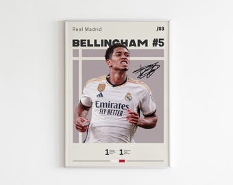 Jude Bellingham-poster | Jude Bellingham-print | Voetbalposter | Voetbalprint | Minimalistische poster | Flexibele maten