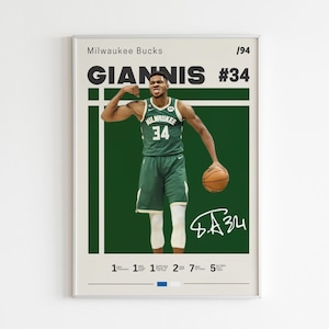 Giannis Antetokounmpo Poster | Giannis Antetokounmpo Print | Basketball Poster | Basketball Print | Minimalist Poster | Flexible Sizes