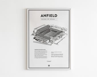 Anfield Stadium Print: Liverpool Football Poster, Minimalist Art
