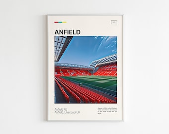 Anfield Stadium Print: Liverpool Football Poster, Minimalist Art
