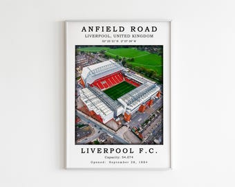 Anfield Stadium Print: Liverpool Football Poster, Minimalist Art