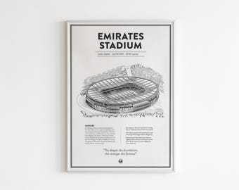 Emirates Stadium Print: Arsenal Football Poster, Minimalist Art