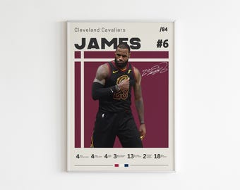 Póster minimalista de LeBron James: Impresión artística de baloncesto