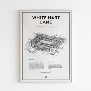 White Hart Lane Poster | White Hart Lane Print | Tottenham Stadium | Football Poster | Football Print | Minimalist Poster | Flexible Sizes