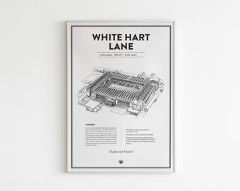 Impressão do Estádio White Hart Lane: Pôster de Futebol do Tottenham, Arte Minimalista
