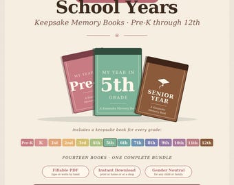 My School Years Keepsake Book Pre-K to 12th Grade Fillable PDF