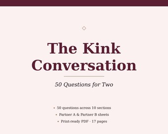 BDSM Conversation Quiz for Couples, 50 Kink Questions, Couples Kink Worksheet, Adult Printable