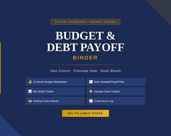 Budget Binder Printable, Debt Snowball Tracker, Monthly Budget and Savings Goals