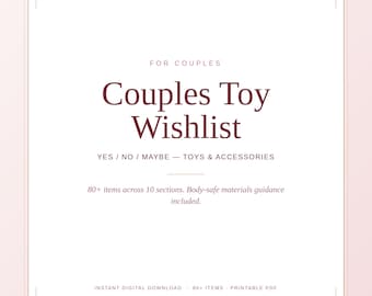 Yes No Maybe Sex Toy Wishlist, Toys and Accessories Checklist, Bedroom Shopping Worksheet