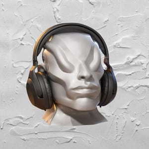 Robotic Human Bust Headphone Stand - 3D Futuristic Cyborg Display, Unique Tech Headset Stand, Original Sci-Fi Gift