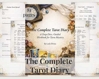 Digital Printable Tarot Planner | Tarot Card Meanings, Spreads & Reading Log | Witchy Journal PDF