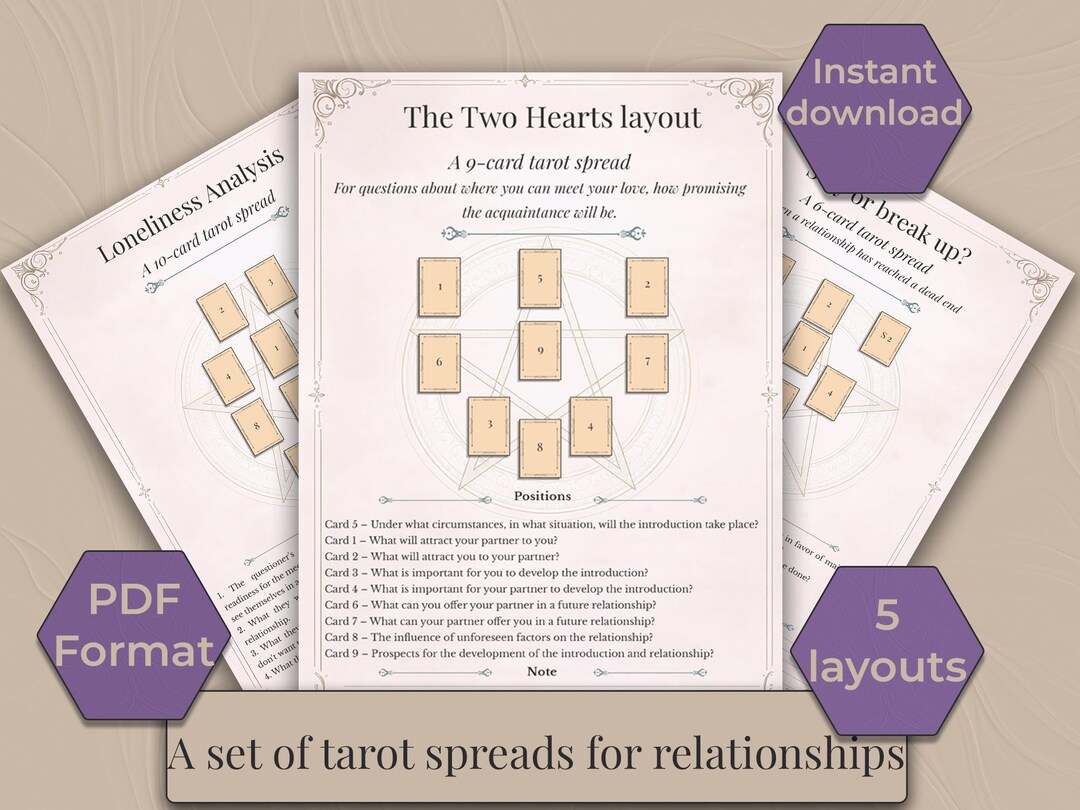 Love Tarot Spreads Printable – Relationship Reading Layouts PDF ...