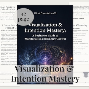 May include: A book titled "Visualization & Intention Mastery: A Beginner's Guide to Manifestation and Energy Control." The cover features a dark background with a colorful, abstract design. The book is 42 pages.