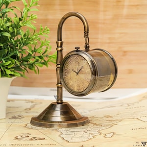 SK LUUYER Personalized Table Clock For Office and Room, Custom Engraved Home Decor Brass Clock For Dad, Gift for Mom, Birthday