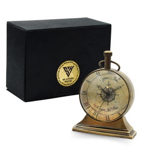 SKLUUYER  Brass Desk Clock with Built- Personalized Home Decor Unique & Collectible For  Room, Anniversary Gift, Birthday Gift,Nautical Gift