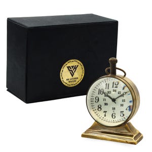 SKLUUYER  Brass Desk Clock with Built- Personalized Home Decor Unique & Collectible For  Room, Anniversary Gift, Birthday Gift,Nautical Gift