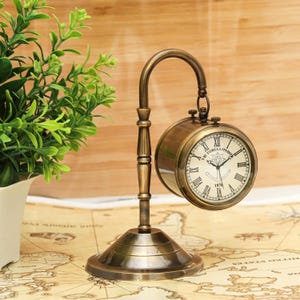 SK LUUYER Personalized Double Side Table Clock For Office and Room, Custom Engraved Home Decor Brass Clock For Dad, Gift for Mom, Birthday