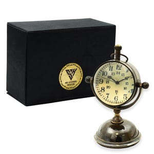 SK LUUYER Personalized brass round tabletop clock, unique retro bubble miniature nautical timepiece, brass maritime collectible timekeeper