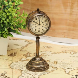 SK LUUYER Personalized Double Side Table Clock For Office and Room, Custom Engraved Home Decor Brass Clock For Dad, Gift for Mom, Birthday