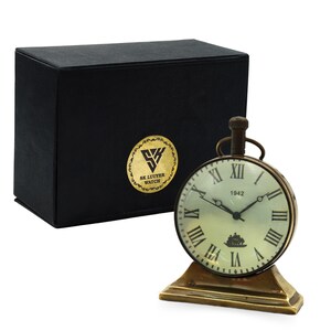 SKLUUYER  Brass Desk Clock with Built- Personalized Home Decor Unique & Collectible For  Room, Anniversary Gift, Birthday Gift,Nautical Gift