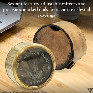 SK LUUYER Antique Brass Sextant | Nautical Navigation Tool | Henry Barrow London | Maritime Gift | Vintage Style Compass Sextant