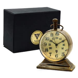 SKLUUYER  Brass Desk Clock with Built- Personalized Home Decor Unique & Collectible For  Room, Anniversary Gift, Birthday Gift,Nautical Gift