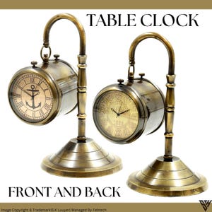 SK LUUYER Personalized Double Side Table Clock For Office and Room, Custom Engraved Home Decor Brass Clock For Dad, Gift for Mom, Birthday