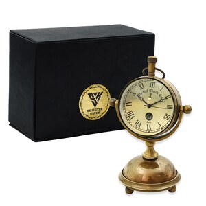 SK LUUYER Personalized brass round tabletop clock, unique retro bubble miniature nautical timepiece, brass maritime collectible timekeeper