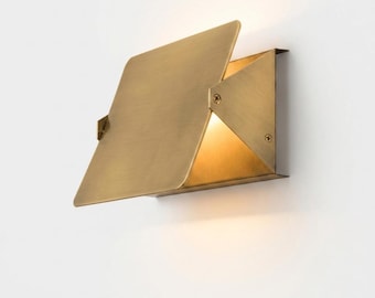 Mid Century Brass Wall Sconce, Rotating Shade Wall Light, Modern French Inspired Wall Lamp, Adjustable Brass Wall Fixture, Bedroom Lighting