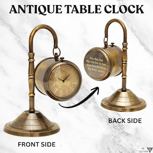 SK LUUYER Personalized Table Clock For Office and Room, Custom Engraved Home Decor Brass Clock For Dad, Gift for Mom, Birthday