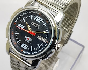 Refurbished Citizen Automatic Men’s Watch Blue Dial Vintage Mechanical 36mm Timepiece