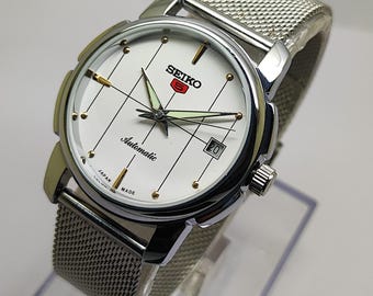 Refurbished Seiko 5 Automatic Men’s Watch White Dial Japanese Mechanical Classic 36mm