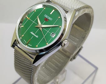 Refurbished Seiko 5 Automatic Men’s Watch Green Dial Japan Mechanical 36mm Vintage
