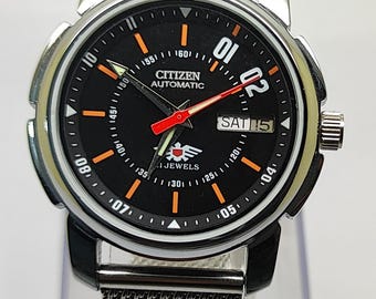 Refurbished Citizen Automatic Men’s Watch Black Dial 21 Jewels Vintage Mechanical 36mm Mesh Strap