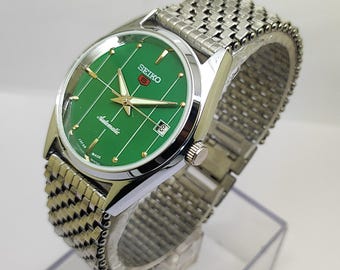 Generalüberholte Seiko 5 Automatik-Herrenuhr Grünes Zifferblatt Japan Mechanisch 36 mm Edelstahl