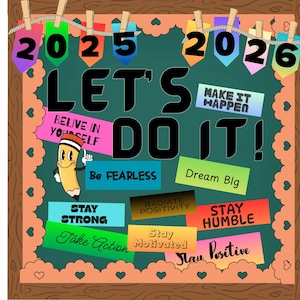 Back to School Bulletin Board Kit 2025 Lets Do It, Printable Kit to Print, Cut and Hang, Classroom Door Decor, Welcome Back Classroom Decor