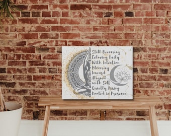 Boho Mandala Canvas Wall Art: Spiritual Self-Growth Decor, 12x9 Zen Print