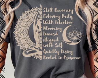 Manifest Meditation Buddha Spiritual Quote Tee, Boho Yoga Pose Graphic, Bella Canvas Tee
