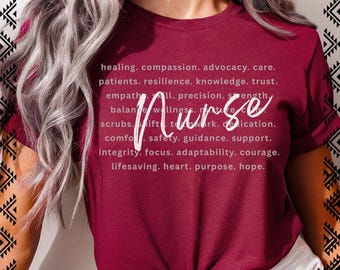 Nurse Appreciation Shirt: Word Cloud Art - Bella + Canvas Tee