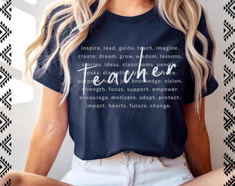 Inspirational Teacher T-Shirt: Word Cloud Art, Bella Canvas Unisex Top
