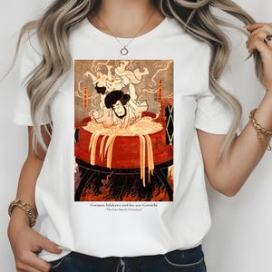 Ishikawa Goemon Ukiyoe Samurai Art Shirt Japanische Folklore Grafik T-Shirt Traditionelle Edo Print Japan Geschichte Sieden Kessel Szene