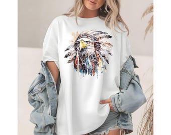 Eagle Feather Native T-Shirt - Bohemian Vintage, Comfort Colors Graphic Tee, Unisex Gift for Him Her