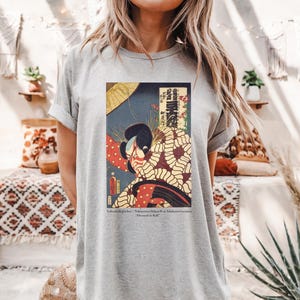 Kabuki Ukiyoe Schauspieler Shirt Nakamura Shikan als Ishikawa Goemon Japan Holzschnitt Vintage Samurai Stil Edo-Periode Grafik Tee