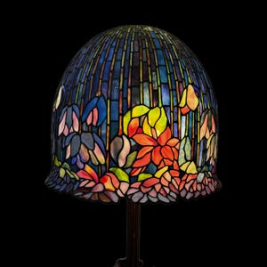 Lampe en vitrail bleu Blossom